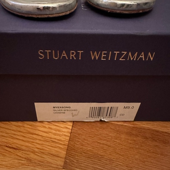 Stuart Weitzman MYEXSONG 4in Heels Silver Sz 5 - Picture 2 of 8